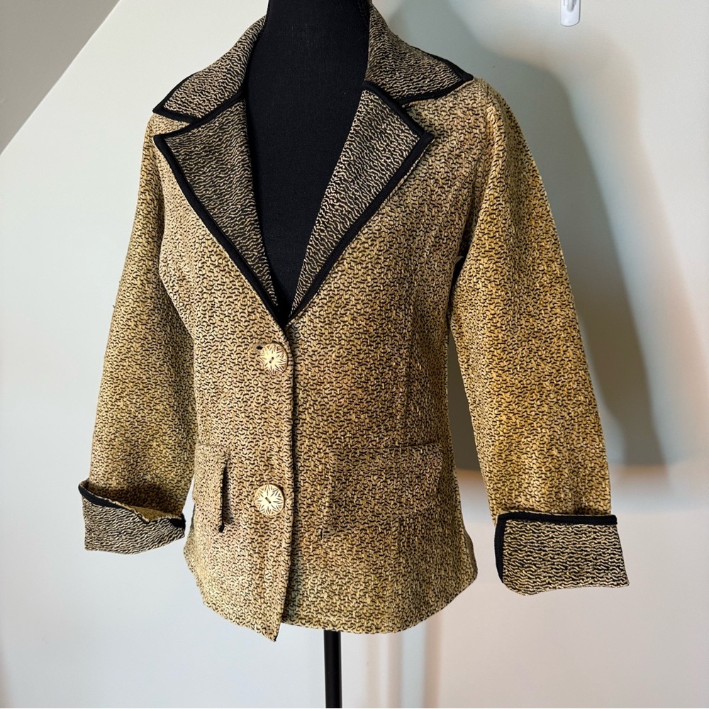 PARSLEY & SAGE Two Toned Velvety Jacquard Textured Blazer Jacket Size Medium - Picture 3 of 13